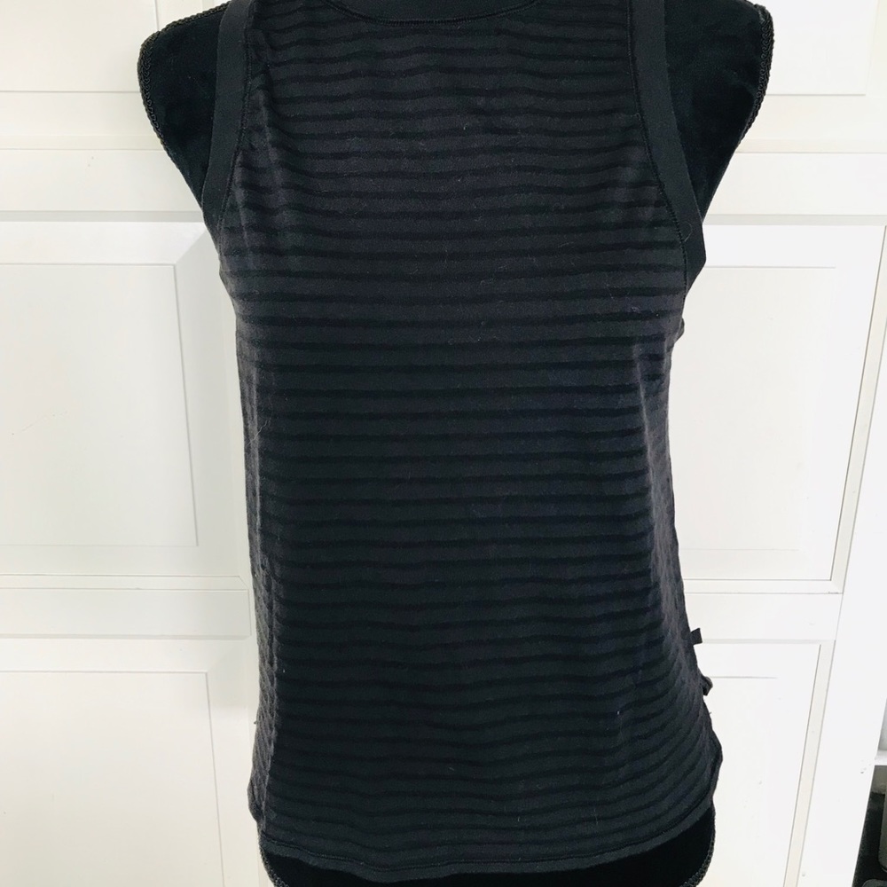 lululemon Sleeveless High Neck Black Striped Top